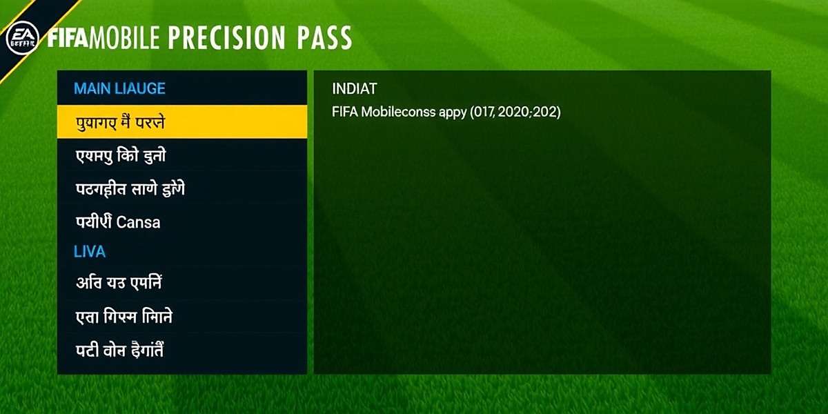 FIFA Mobile Precision Pass - Main Menu with Indian Localization FIFA Mobile Precision Pass main menu showing Indian language options